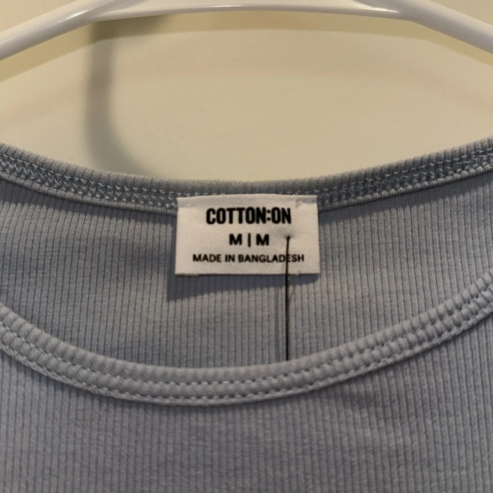 Cotton On Sky Blue Ribbed Tee - Picture 3 of 4